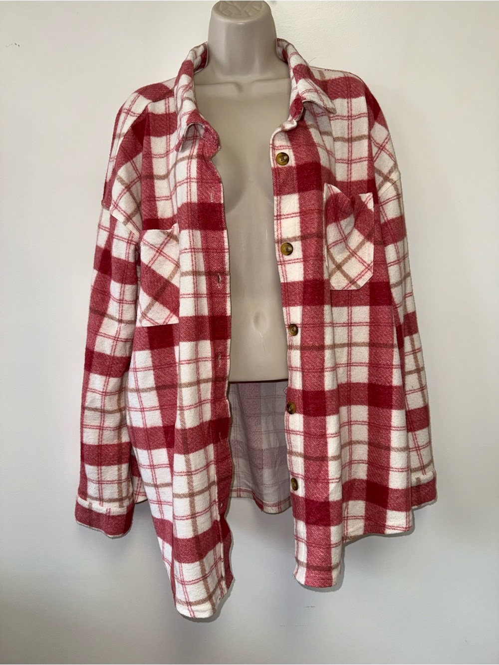 Maurices (XXL) Burgundy Plaid Button Up Shacket